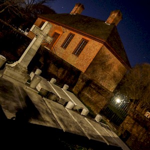 Spooky graves at night